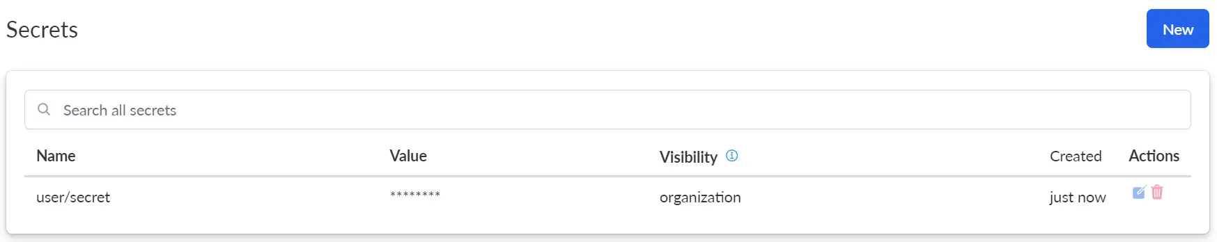 Screenshot of Secrets list in Saturn Cloud product