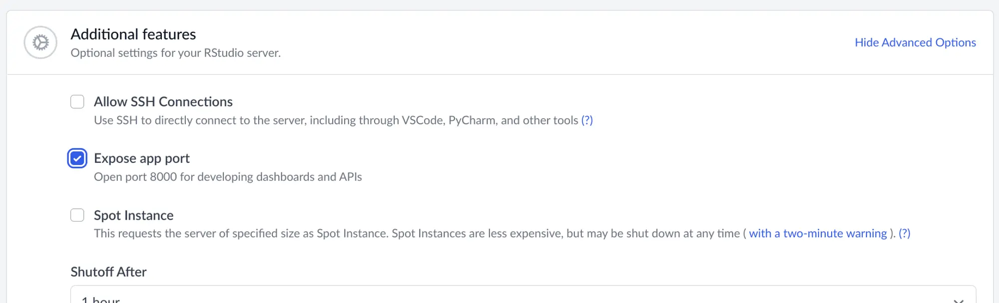 Exposing the app port on a resource