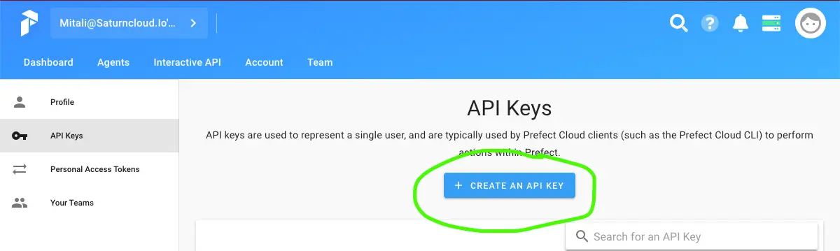 Prefect user API key